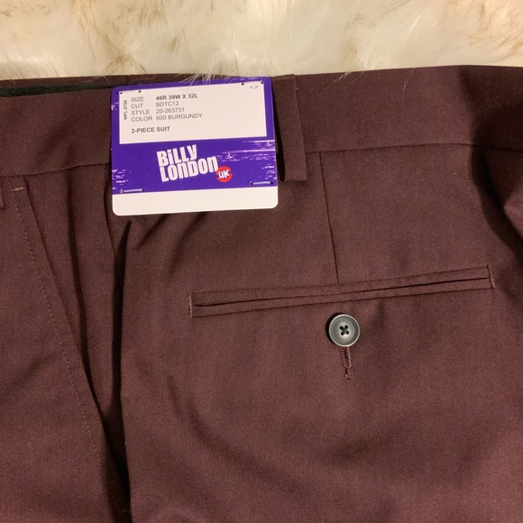 Billy London Men’s 2 PC Slim- Fit Burgundy Tuxedo - Picture 4 of 7